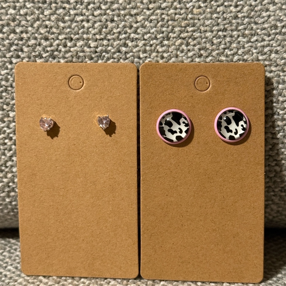 5/$25 Pink Heart and Spots Earrings